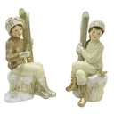 Set di statuette per decorazioni natalizie da 2 Bambini Beige Oro 10x7x18 cm