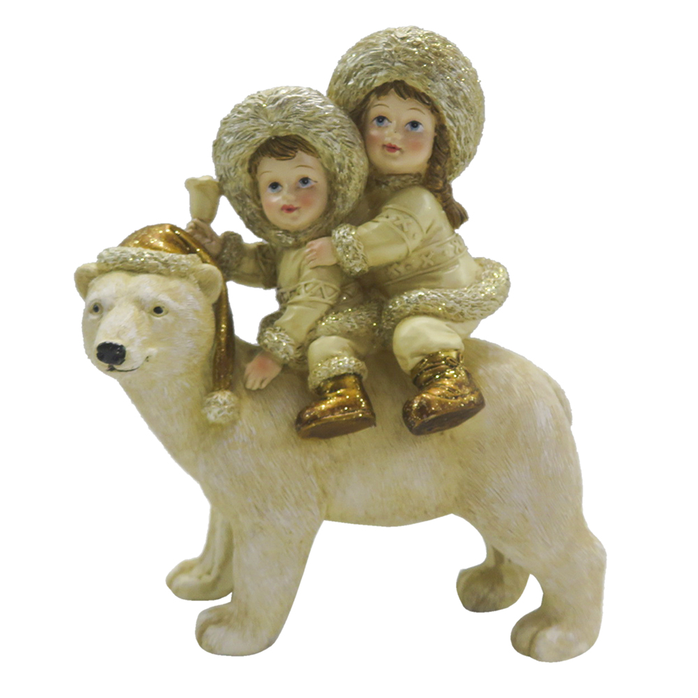 [6PR4820] Decoratie kinderen met ijsbeer 13x7x15 cm