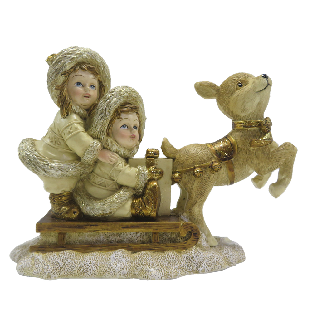 [6PR4822] Deko Büste Kinder Goldfarbig 16x7x12 cm