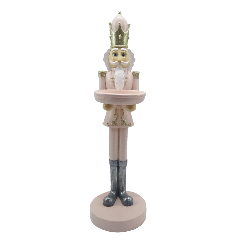 [6PR4826] Statue Natalizie Schiaccianoci Rosa 14x11x40 cm