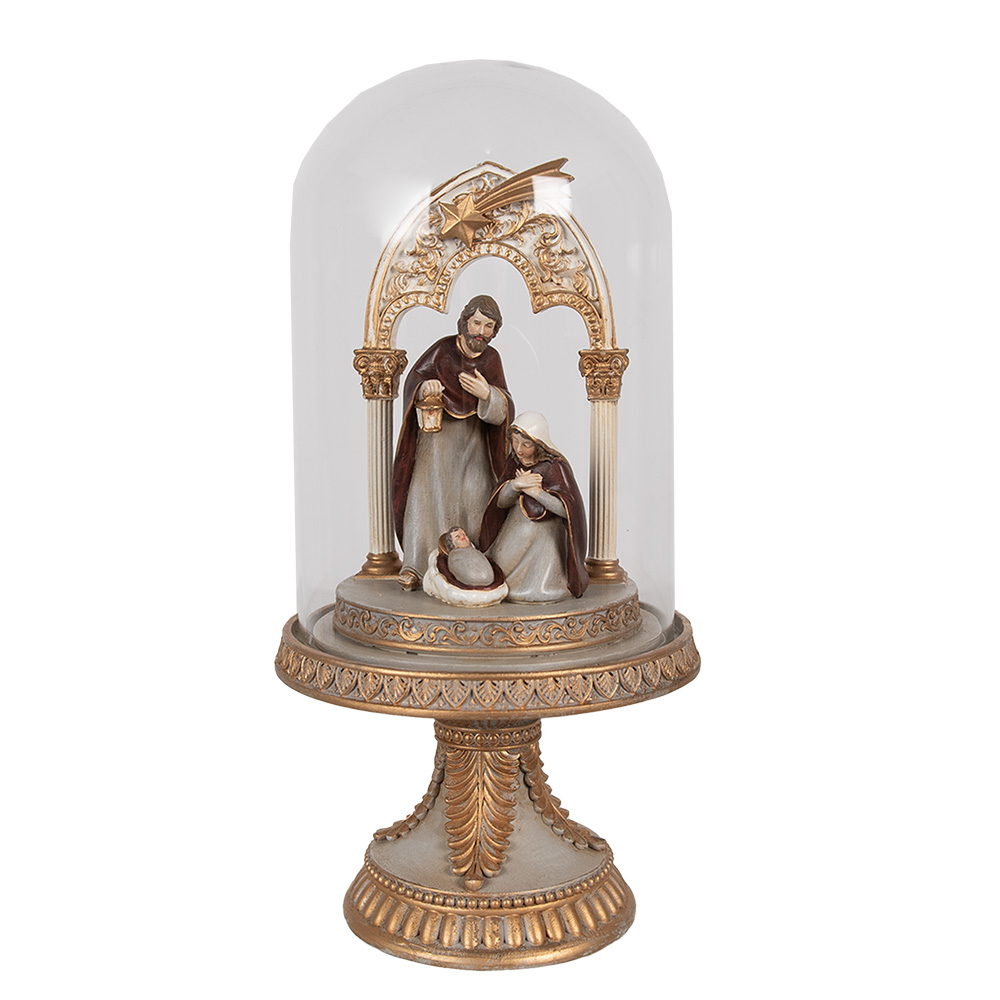 [6PR4947] Glass Cloche with Base Gold colored Ø 14x29 cm