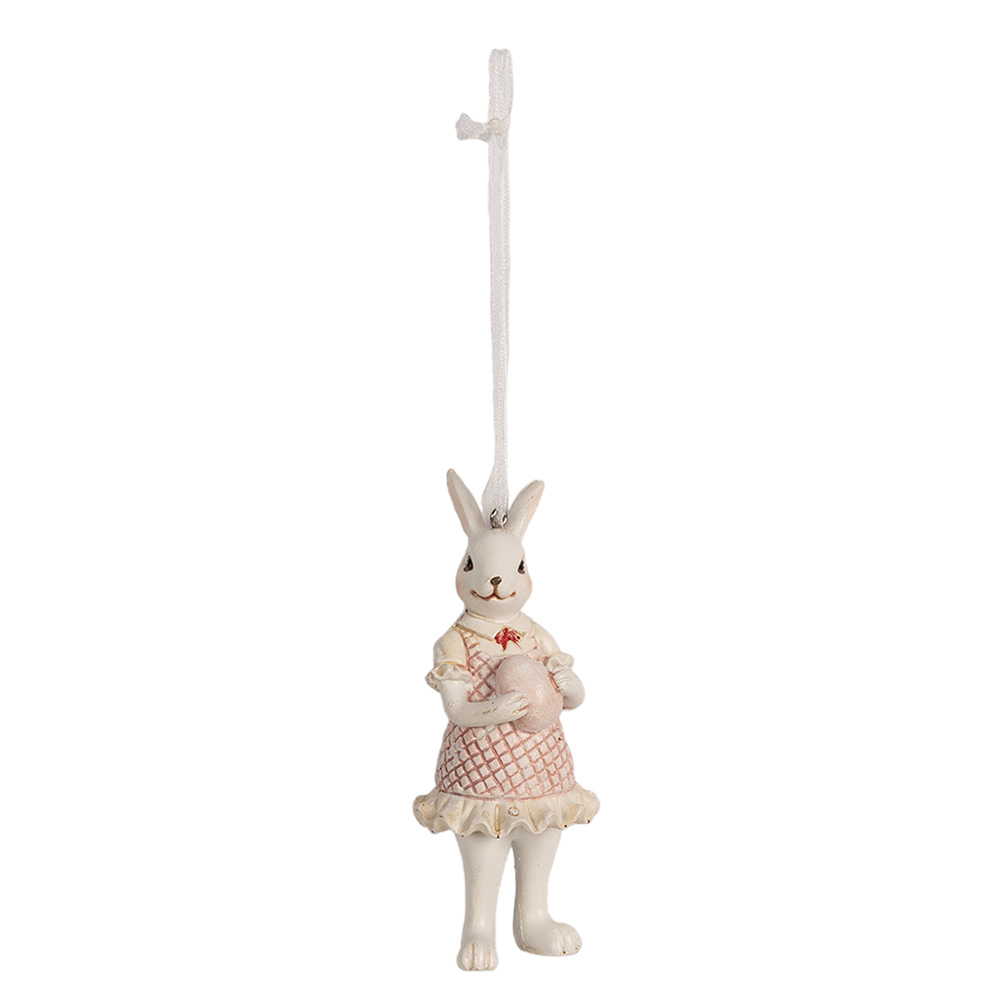 [6PR4988] Decorative Hanger Rabbit White Pink 4x4x10 cm