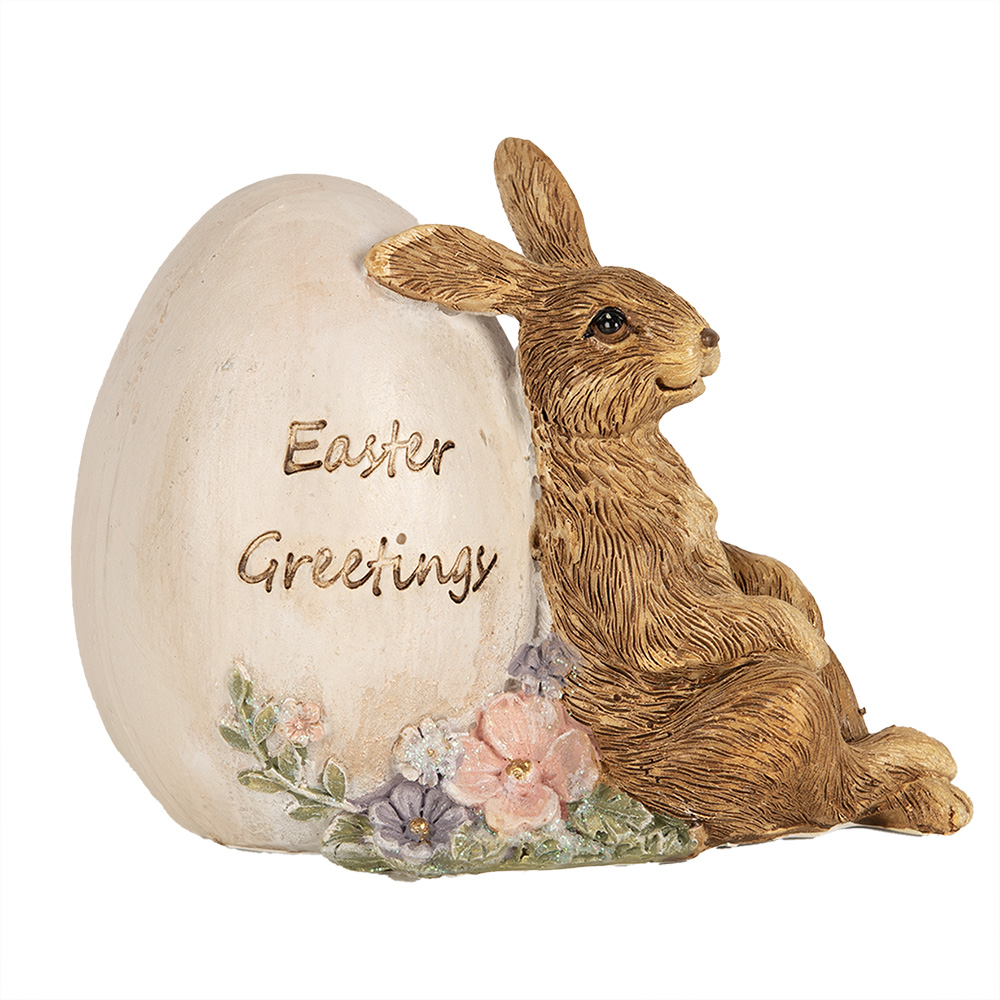 [6PR5006] Decoratie konijn met ei 12x7x9 cm
