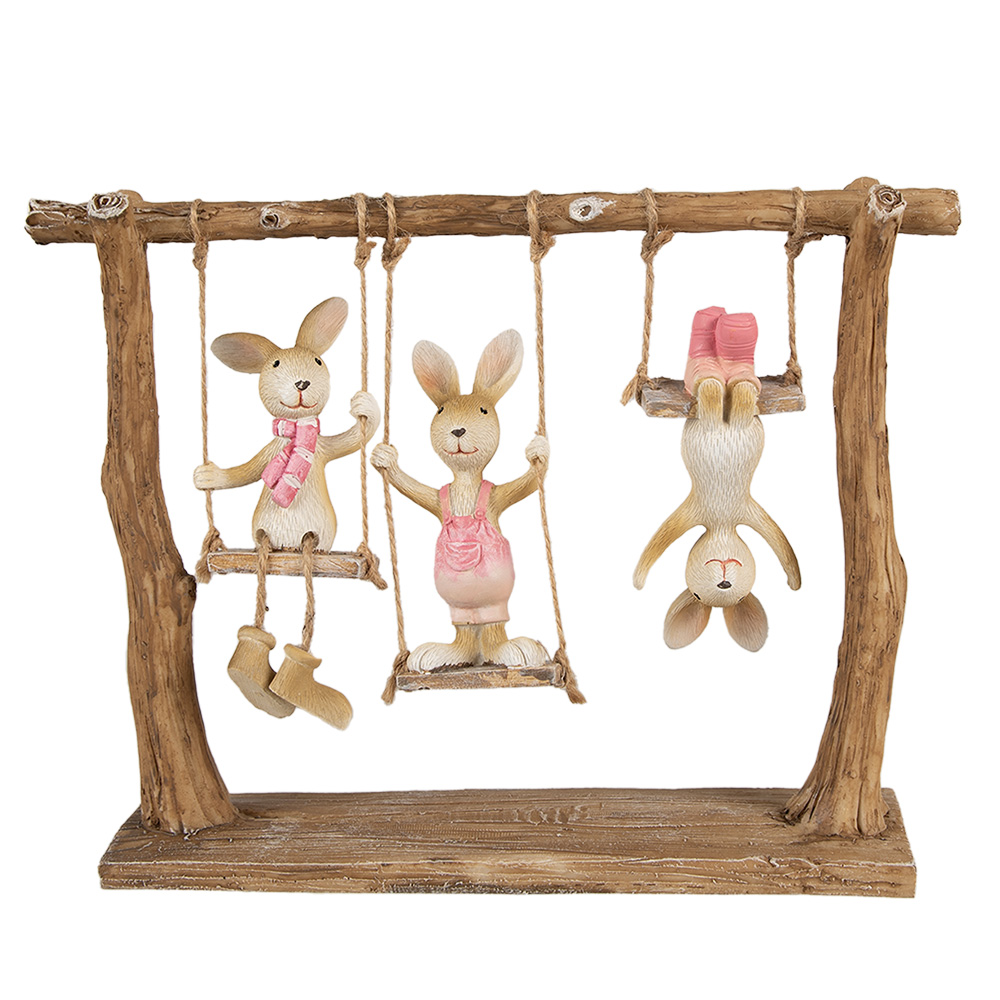 [6PR5010] Decorazione konijnen op schommel 26x6x20 cm