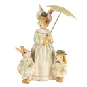 Decoration Statue Rabbits Brown Green 16x11x21 cm