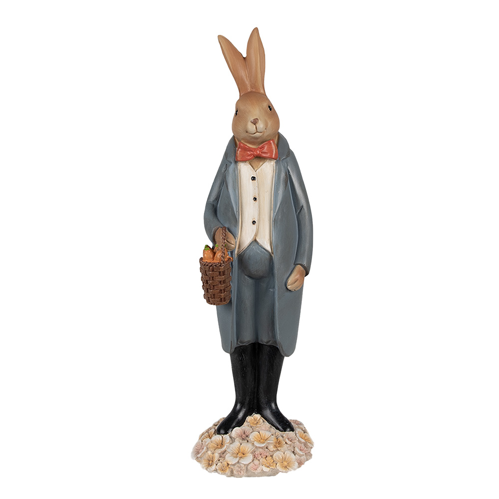 [6PR5037] Décoration Lapin Marron Gris 10x9x34 cm