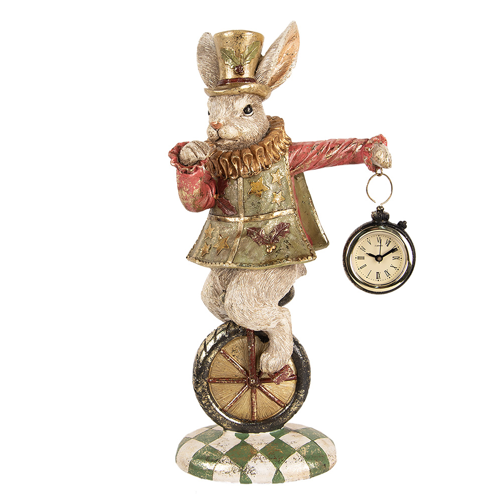 [6PR5141] Décoration Lapin Blanc Vert 18x10x33 cm