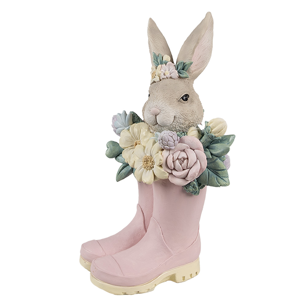 [6PR5167] Decoration Statue Rabbit Beige Pink 13x13x23 cm