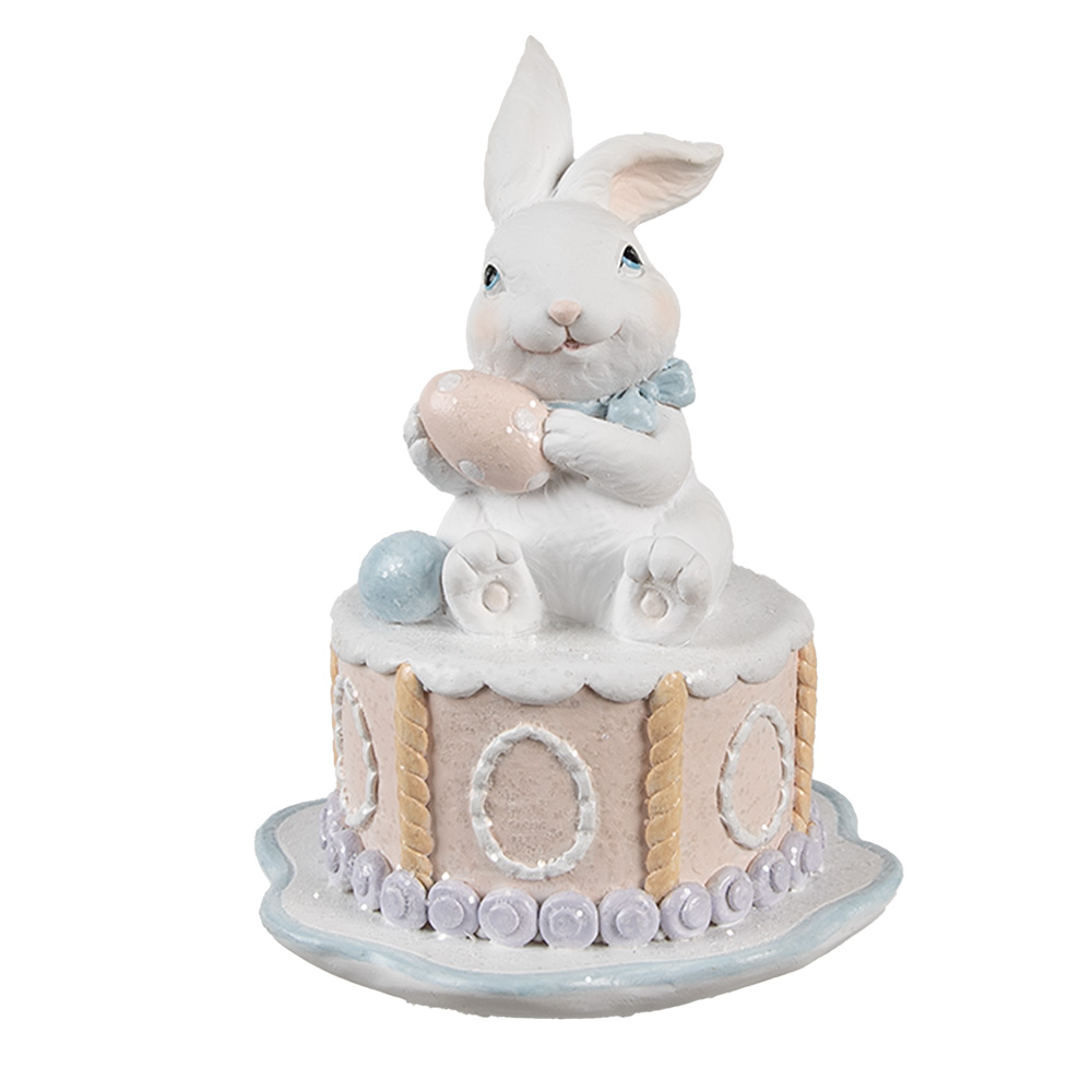 [6PR5168] Deko Kaninchen Weiß Rosa Ø 12x17 cm