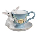 Decoration Rabbits White Blue 13x16x12 cm