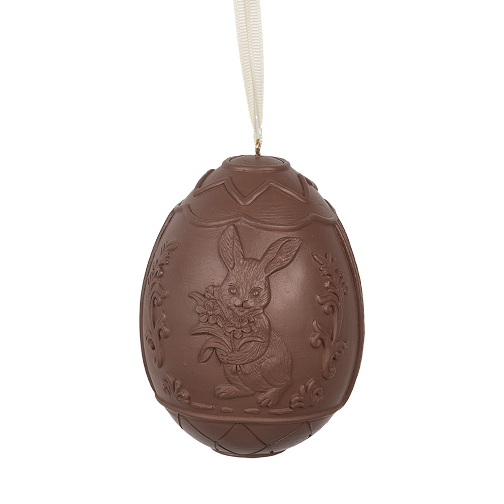 [6PR5194] Decorazione pendente uovo Marrone 8x8x11 cm
