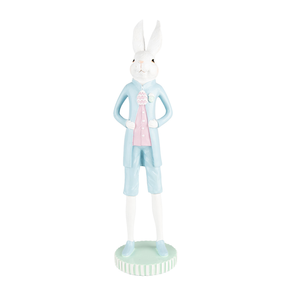 [6PR5198] Decoration Rabbit White Blue Ø 10x40 cm