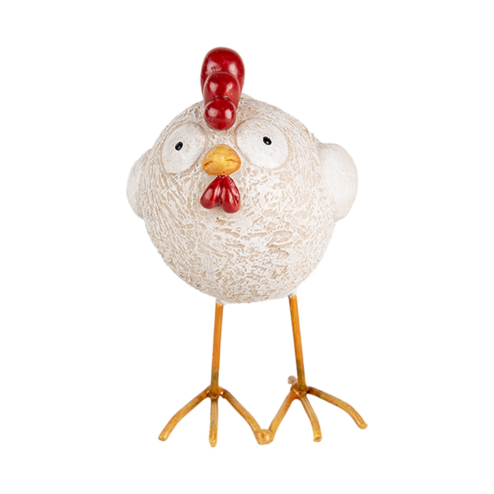[6PR5270] Image de décoration Poule Blanc Rouge 10x6x11 cm