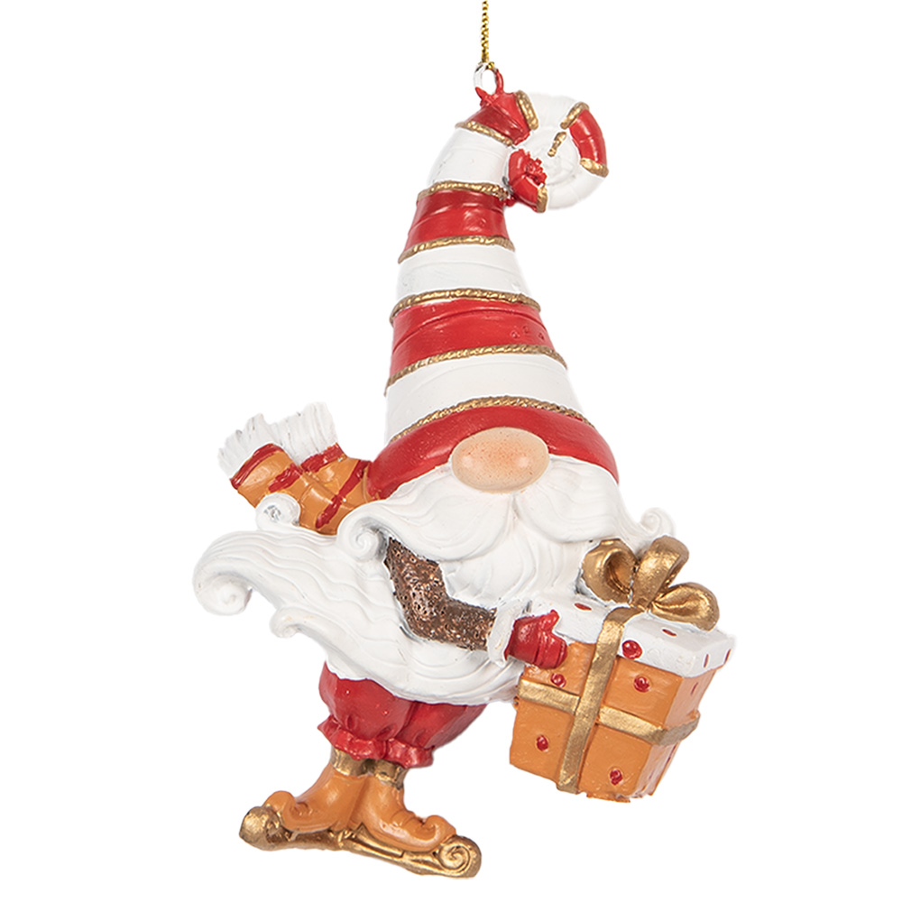 [6PR5301] Dekoration Anhänger Weihnachtsmann Rot Weiß 8x4x10 cm