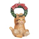 Decorazione pendente Gatto Marrone Verde 6x5x9 cm