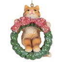 Decorazione pendente Gatto Marrone Verde 6x5x9 cm