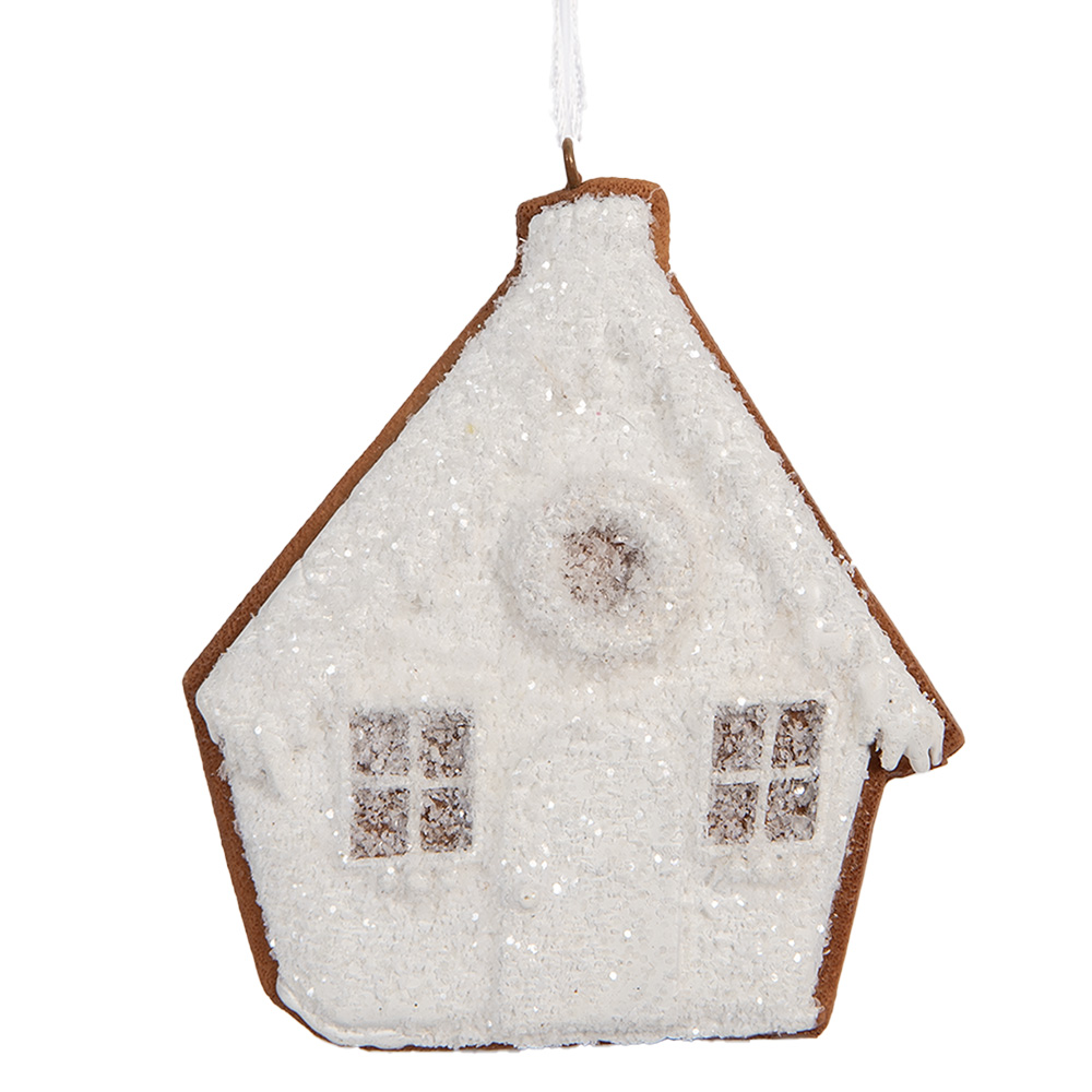 [6PR5330] Dekoration Anhänger Haus Weiß Braun 9x1x10 cm