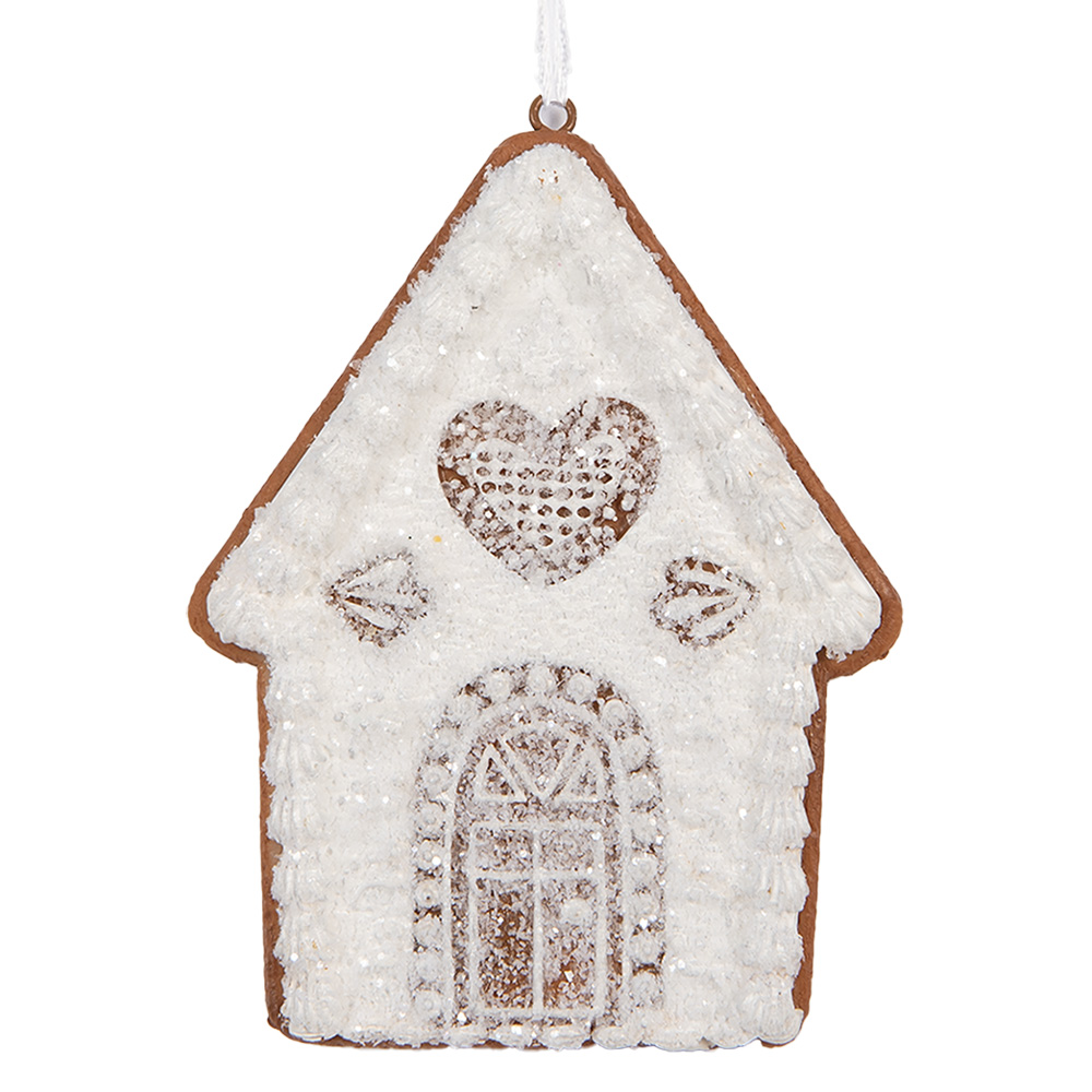 [6PR5331] Décoration pendante d'un maison Blanc Marron 8x1x10 cm