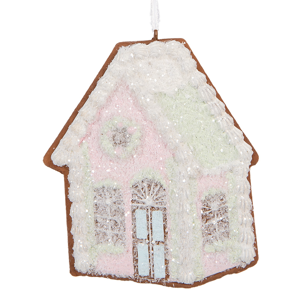 [6PR5335] Ciondolo di decorazione di una casetta Rosa Verde 9x1x10 cm