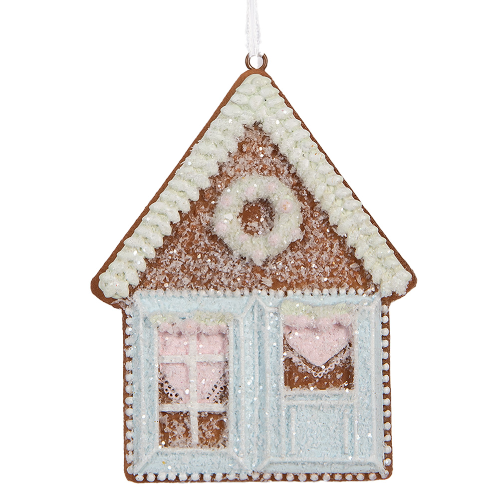 [6PR5337] Décoration pendante d'un maison Bleu Blanc 8x1x10 cm