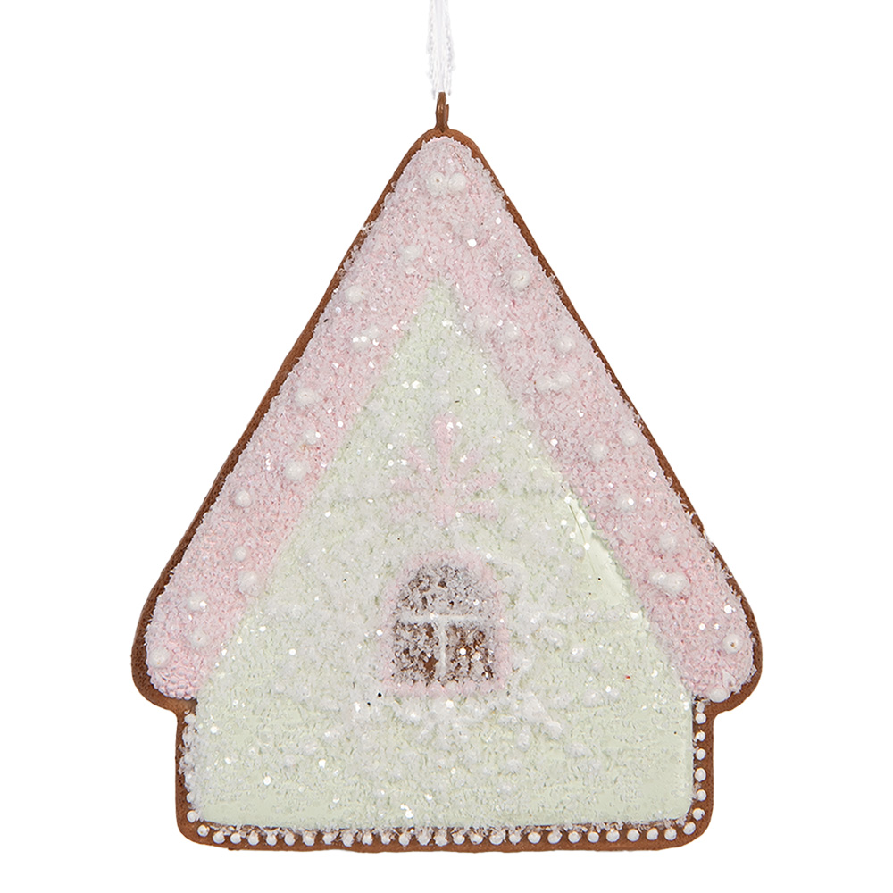 [6PR5339] Dekoration Anhänger Haus Grün Rosa 9x1x10 cm