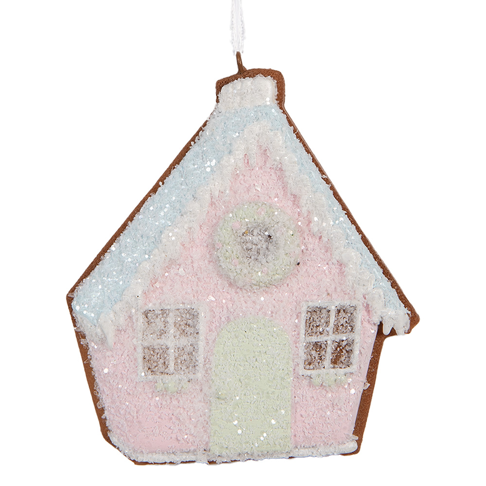 [6PR5342] Ciondolo di decorazione di una casetta Rosa Verde 9x1x10 cm
