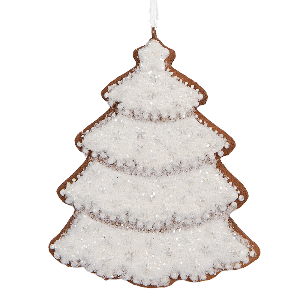 [6PR5345] Dekoration Anhänger Weihnachtsbaum Weiß Braun 9x1x10 cm