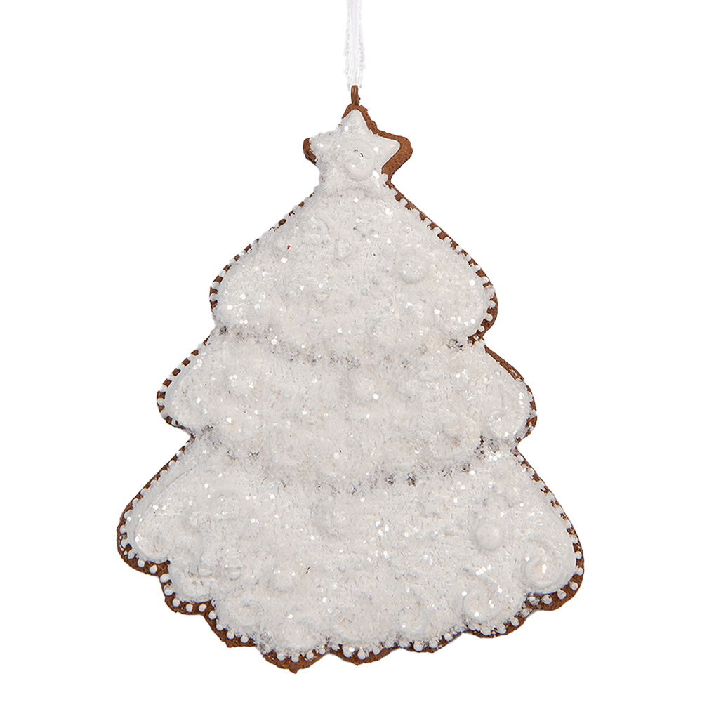 [6PR5347] Décoration pendante arbre de Noël Blanc Marron 9x1x10 cm