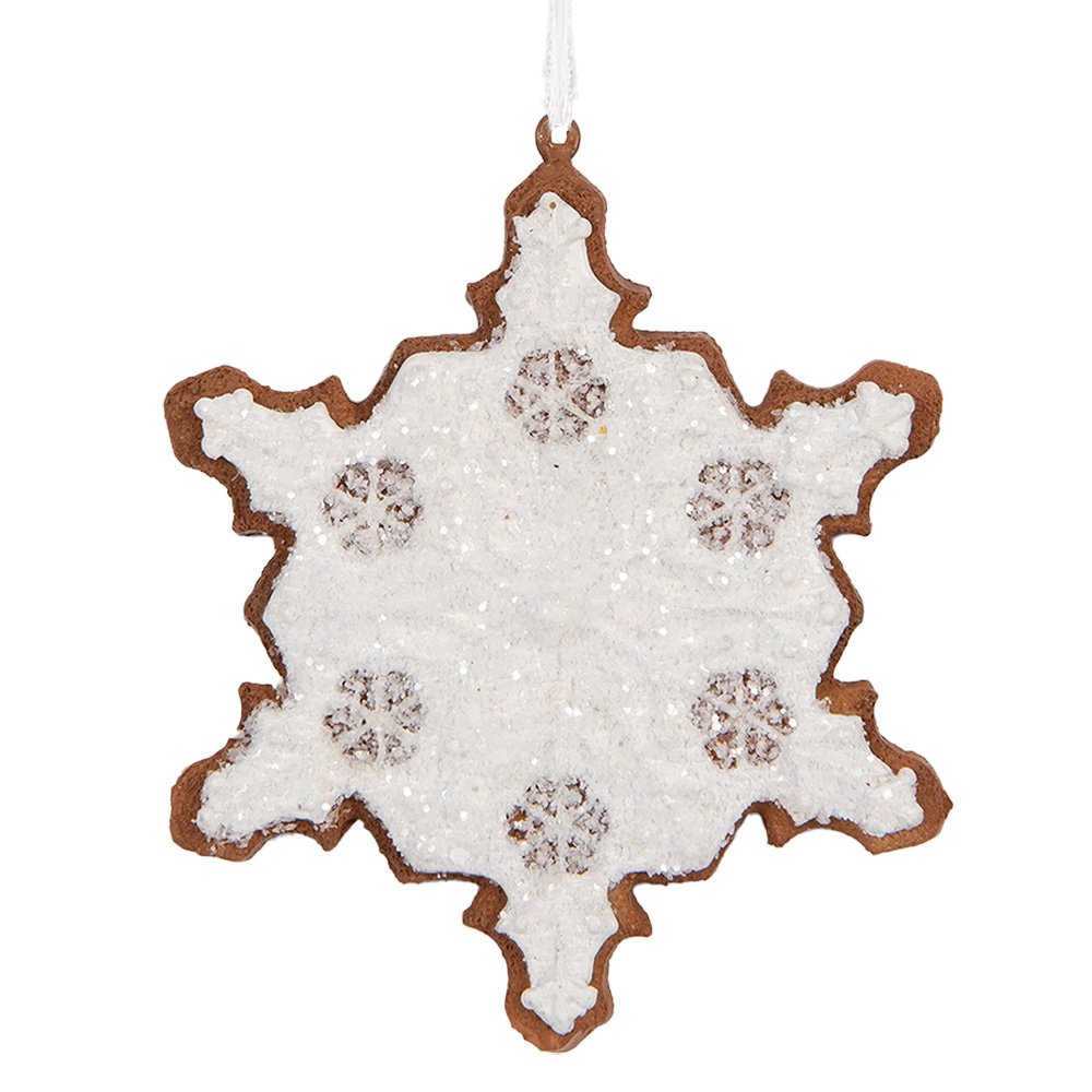 [6PR5351] Décoration pendante Flocon de neige Blanc Marron 9x1x10 cm