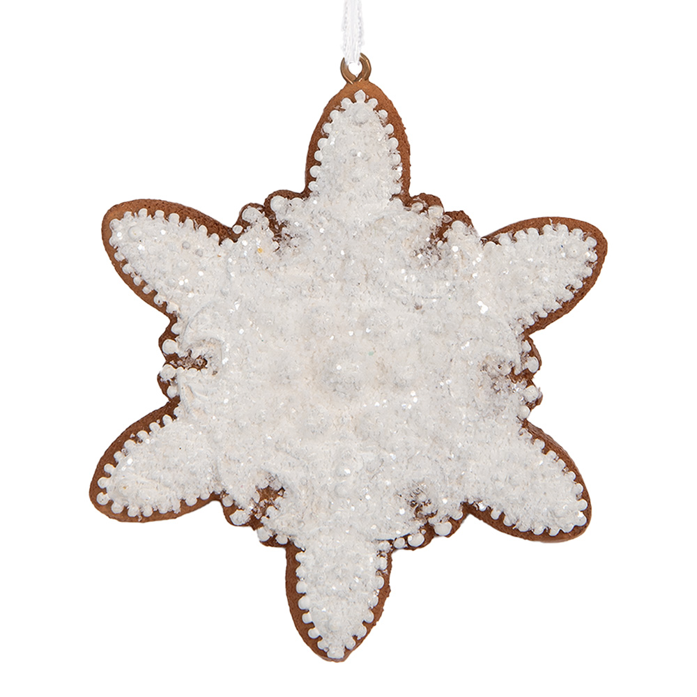 [6PR5352] Ciondolo di decorazione fiocco di neve Bianco Marrone 9x1x10 cm