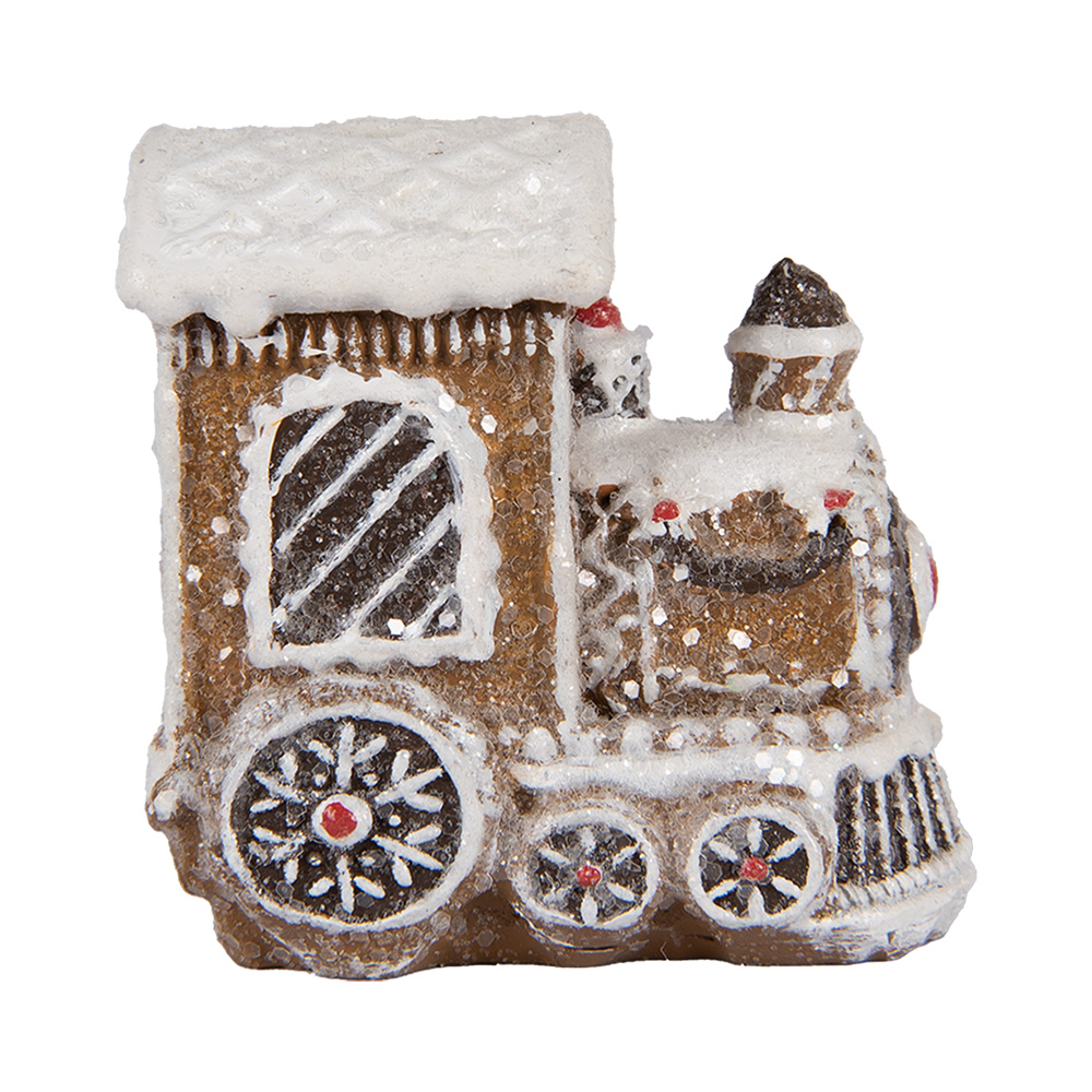 [6PR5376] Christmas Decoration Locomotive Brown White 5x3x5 cm