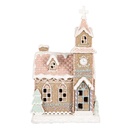 Dekoration Haus mit LED Braun Rosa 14x12x23 cm / 3xAAA