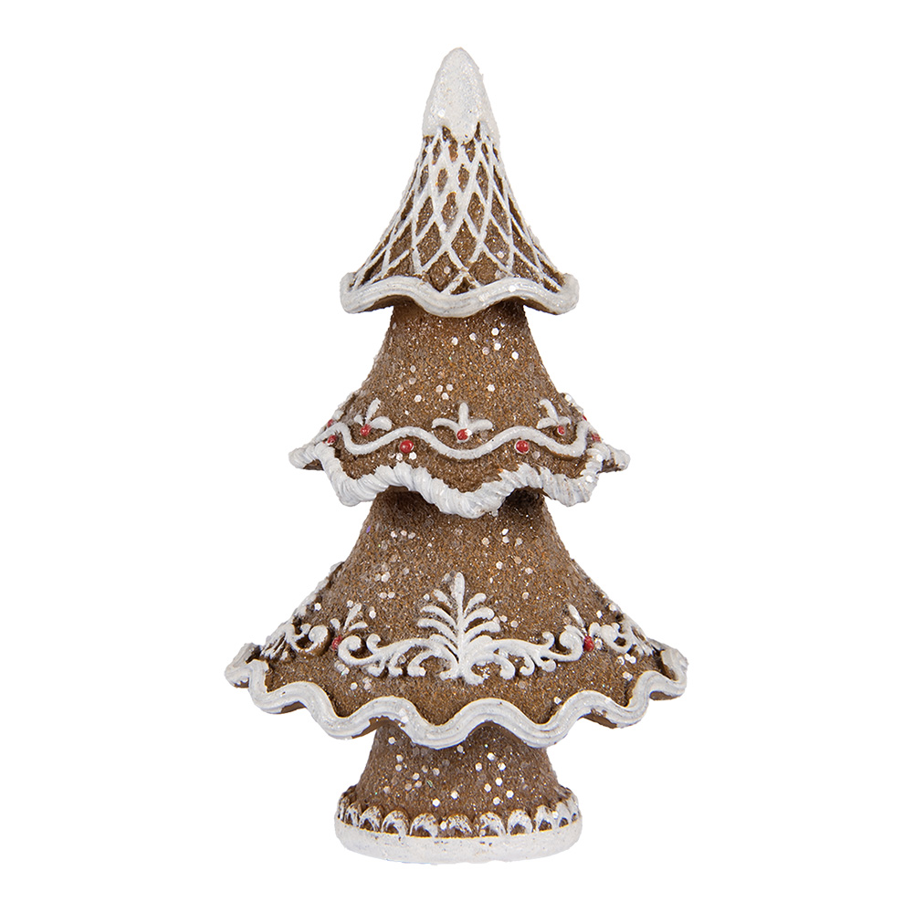 [6PR5393] Decorazione Natalizie Albero di natale Marrone Bianco 7x5x11 cm