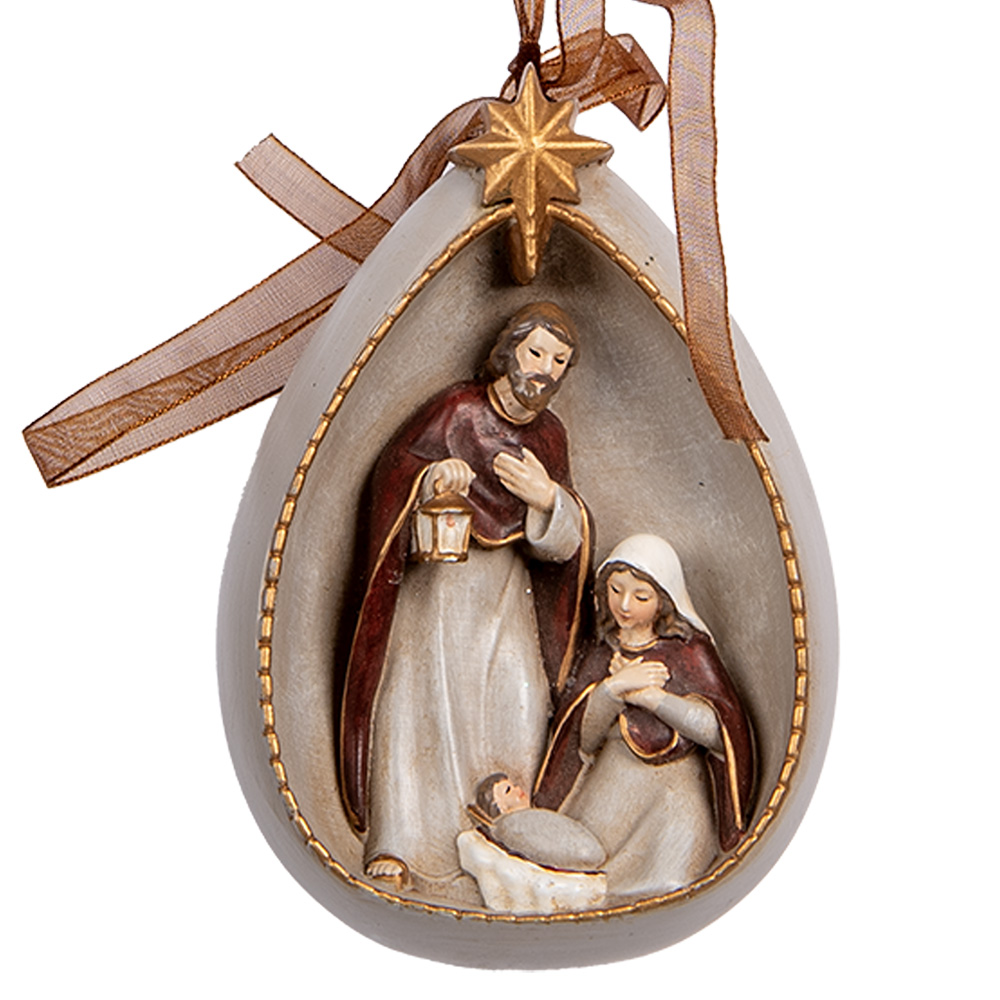 [6PR5402] Pendente decorativo Natalizie Figure del presepe di Natale Beige Marrone 8x4x11 cm