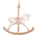 Pendentif décoratif Cheval à bascule Blanc Couleur or 8x2x7 cm