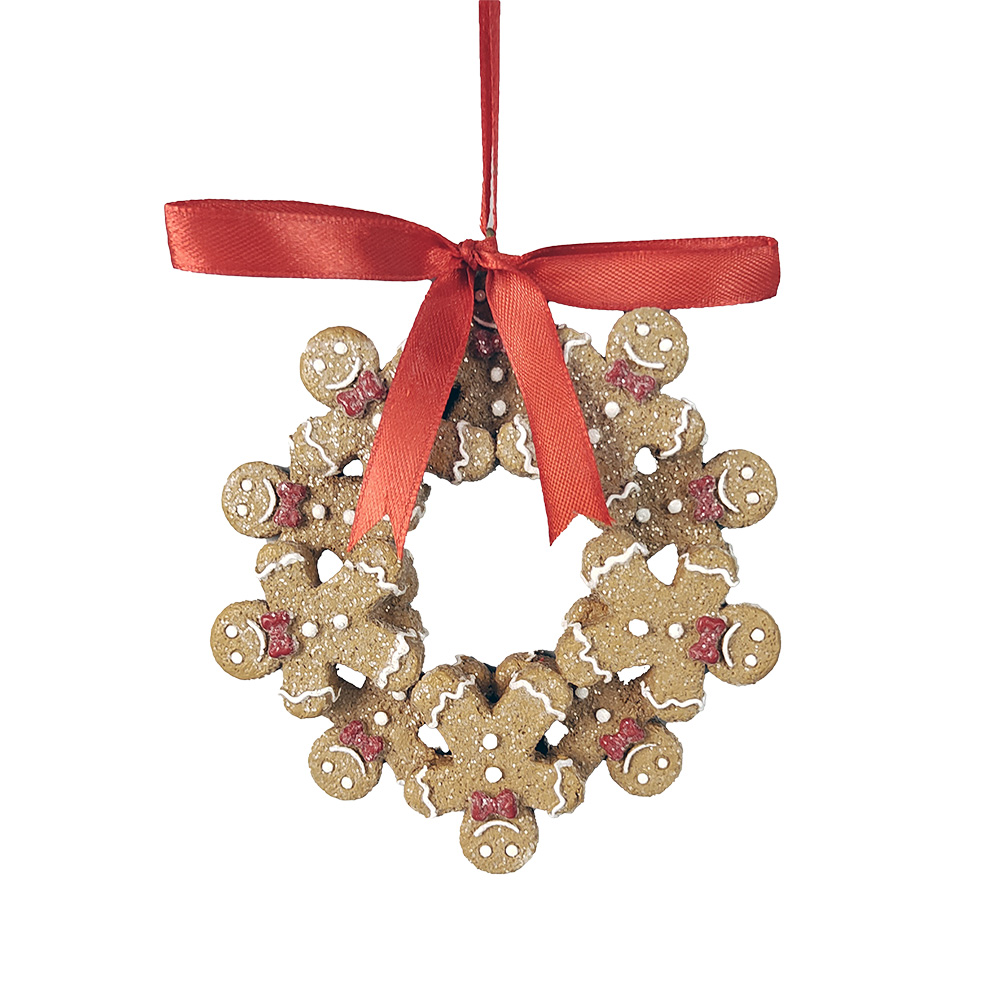 [6PR5414] Pendentif décoratif Bonhommes pain d'épice Marron Blanc 10x2x10 cm
