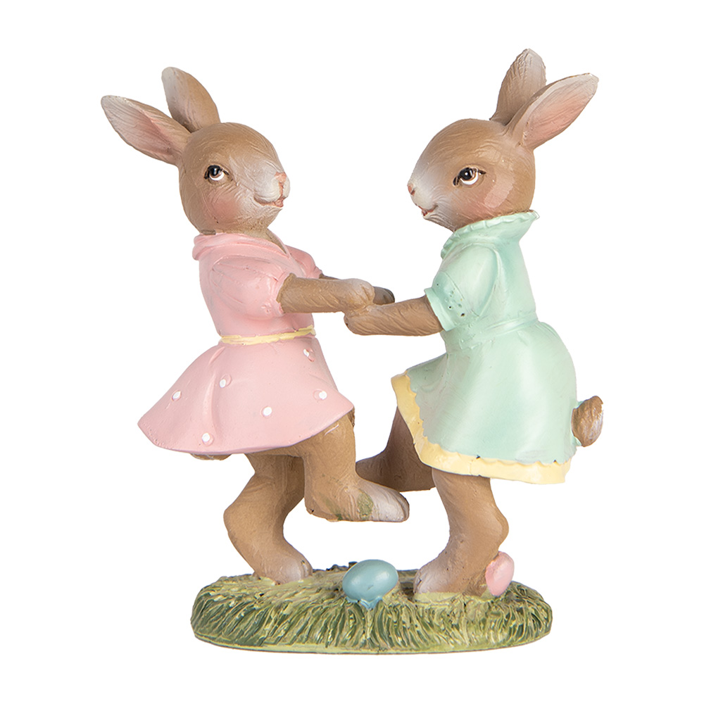 [6PR5437] Deko Kaninchen Beige Rosa 8x3x8 cm