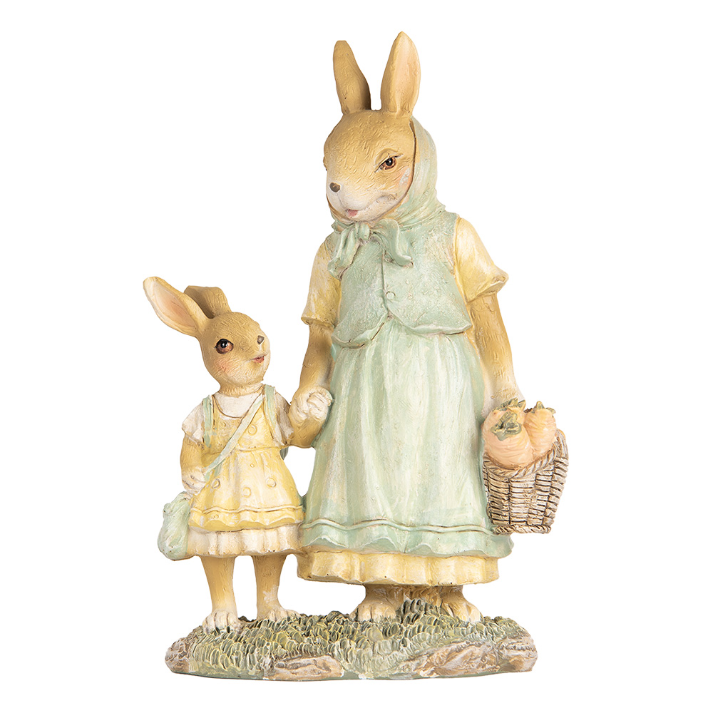 [6PR5453] Image de décoration Lapin Beige Vert Jaune 14x7x20 cm