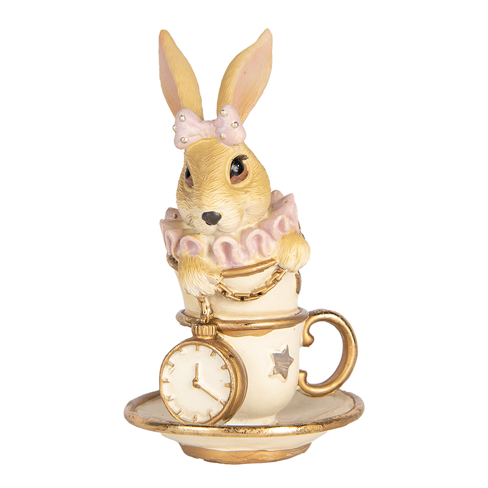 [6PR5463] Deko Kaninchen Beige Goldfarbig 8x8x14 cm