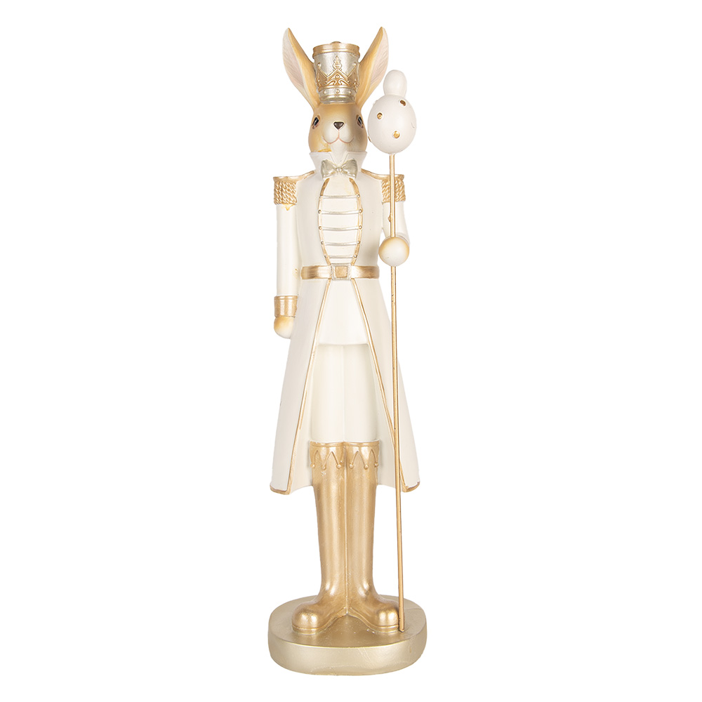 [6PR5469] Image de décoration Lapin Beige Blanc Couleur or 13x12x47 cm