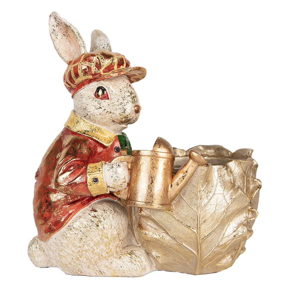[6PR5484] Decorativa Coniglio Beige Rosso 28x18x30 cm