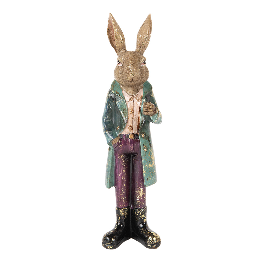 [6PR5486] Decoration Rabbit Brown Green 7x6x24 cm