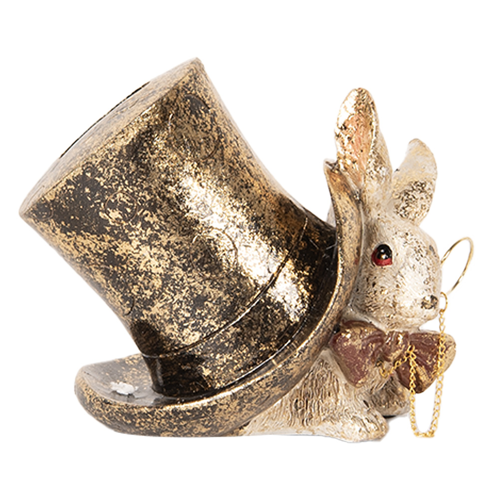 [6PR5490] Money box Rabbit Beige Black 14x10x11 cm