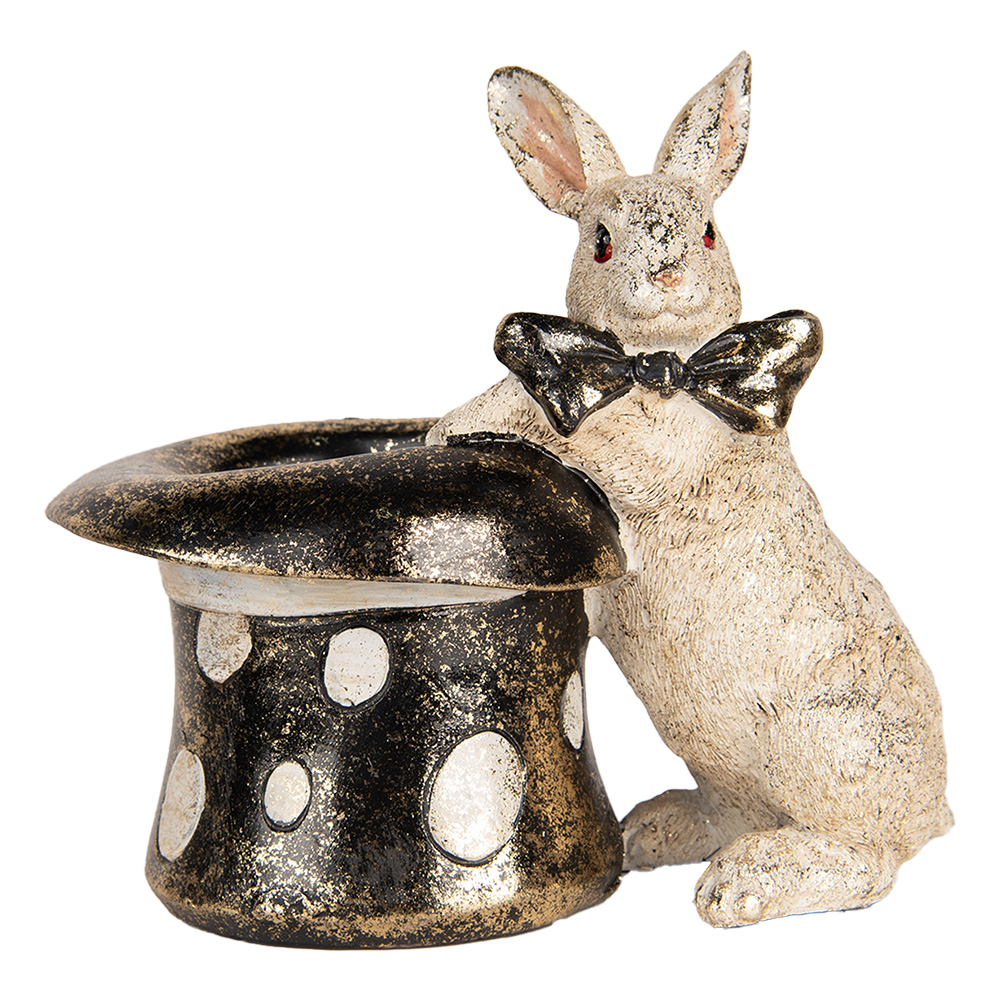 [6PR5491] Decoration Rabbit Beige Black 20x13x19 cm