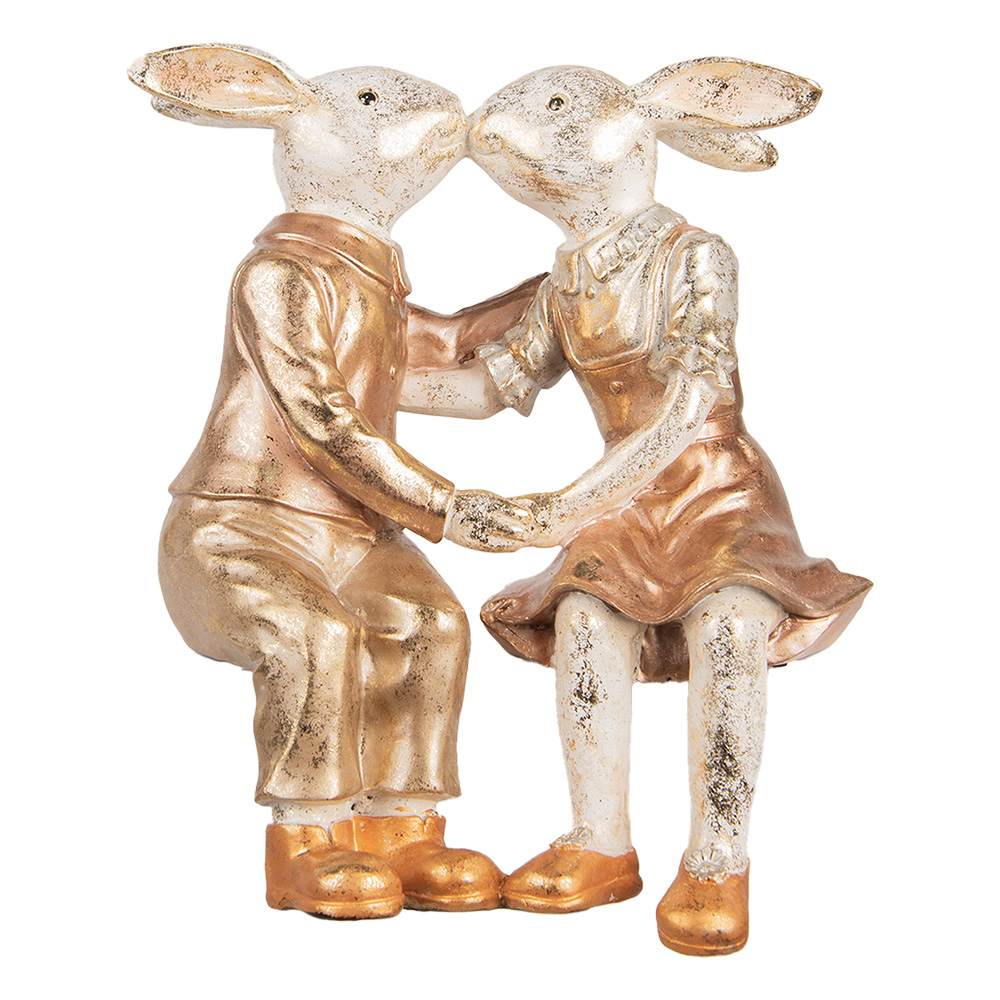[6PR5502] Decoration Rabbits Beige Gold colored 32x17x35 cm