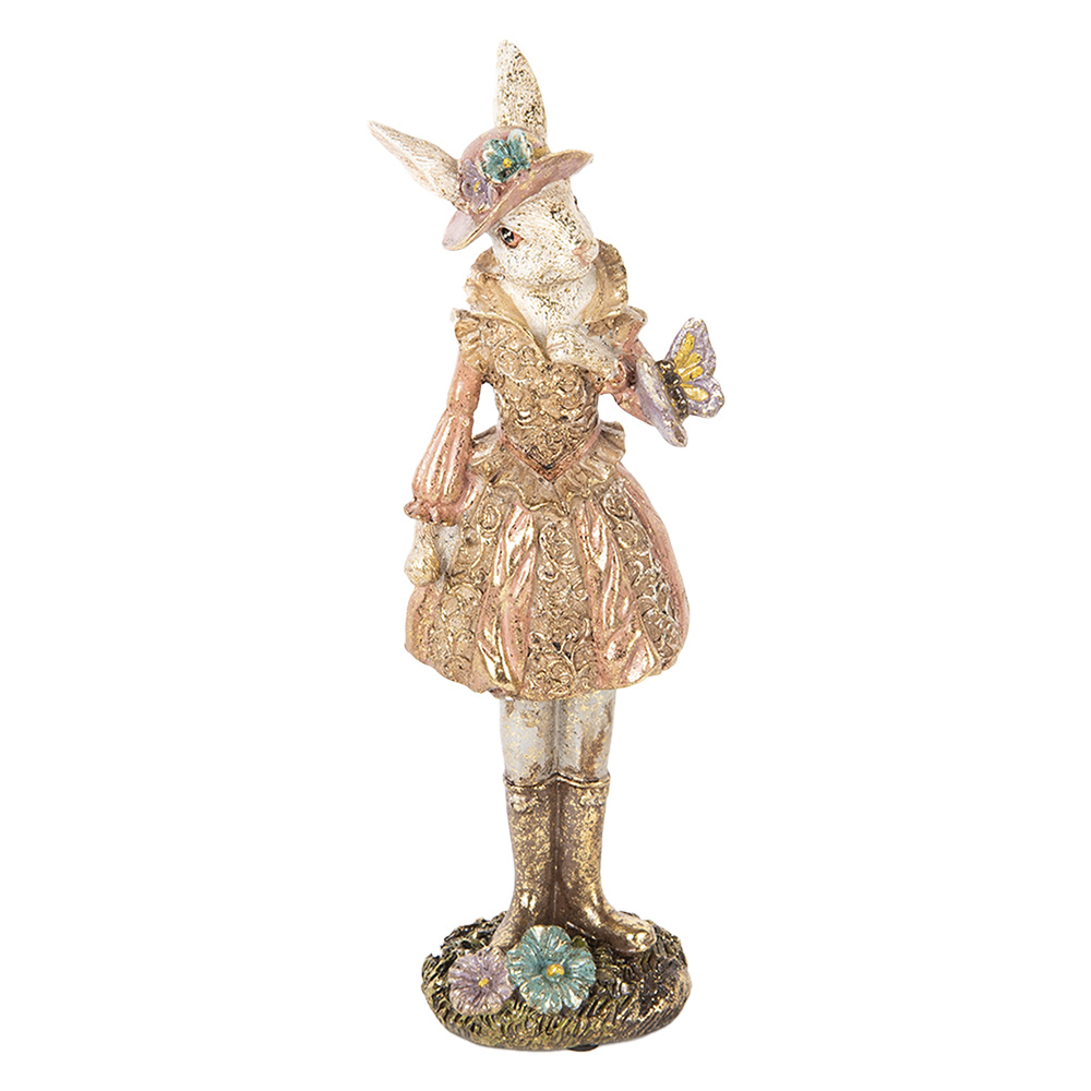 [6PR5507] Decoration Rabbit Beige Gold colored 9x8x26 cm