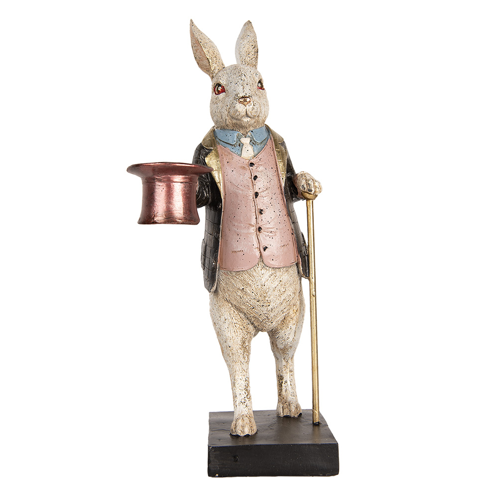 [6PR5514] Décoration Lapin Beige Gris 17x14x33 cm