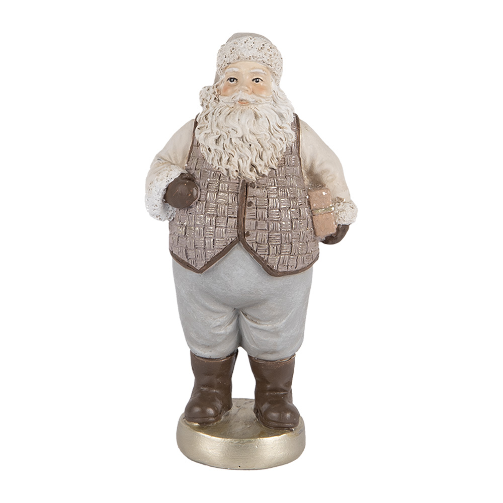 [6PR5521] Decorazione Natalizie Babbo Natale Beige Grigio 8x6x15 cm