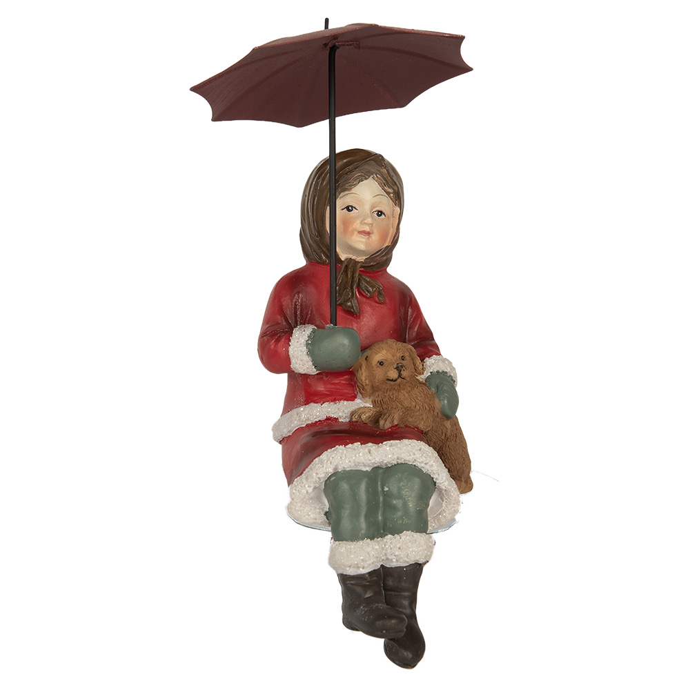 [6PR5523] Decorazione Bambino con Cane Rosso Marrone 10x7x19 cm