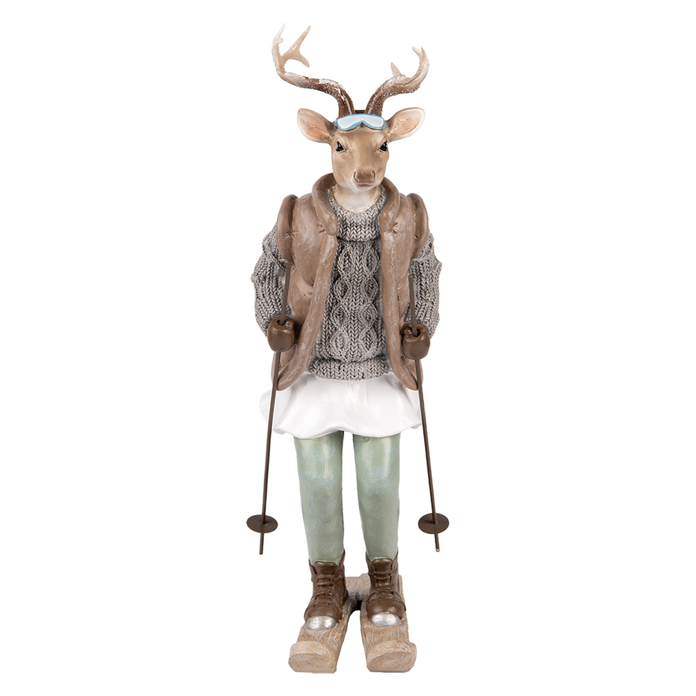 [6PR5529] Décoration Cerf Marron Gris 16x11x31 cm